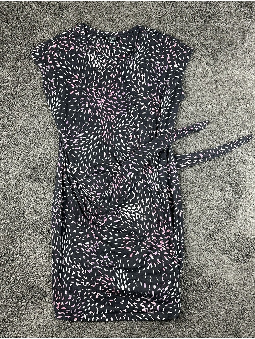 Nicole Miller Original Womens M Black Pink Speckled Knot Dress